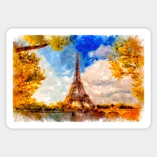 Autumn in Paris / I Love France / Watercolor Great Souvenir Sticker